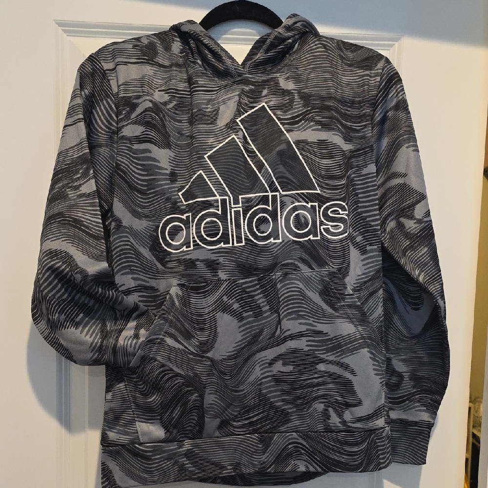 Adidas Black and Gray Swirl Hoodie